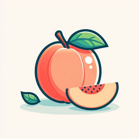 Peach and melon vector illustration. Hand drawn fruit icon.のイラスト素材