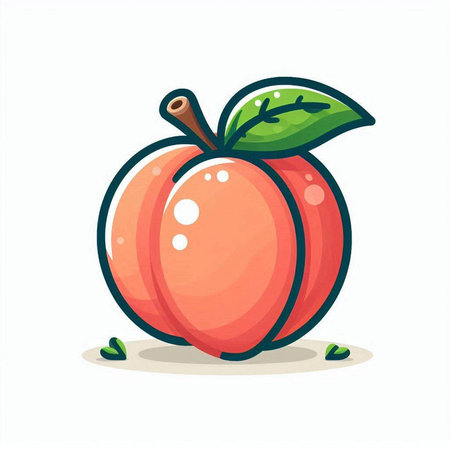Peach fruit isolated on white background. Vector flat cartoon illustration.のイラスト素材