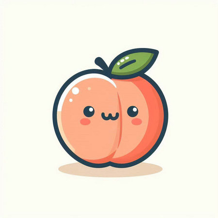 Cute peach fruit character. Cute cartoon fruit character. Vector illustration.のイラスト素材