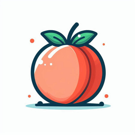 Peach fruit icon. Vector illustration in flat style. Isolated on white background.のイラスト素材