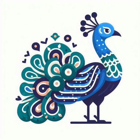 Peacock. Hand drawn vector illustration in doodle style.のイラスト素材