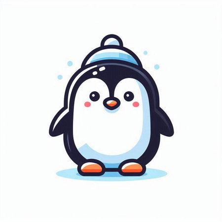 Cute penguin vector illustration. Cute cartoon penguin character in winter clothes.のイラスト素材