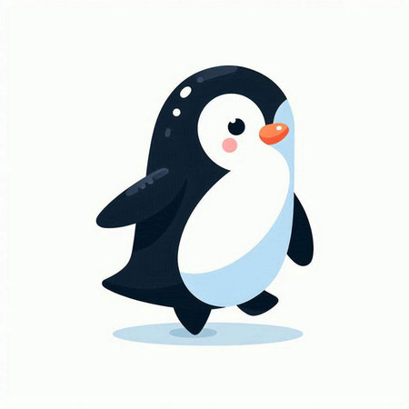 Cute cartoon penguin. Vector illustration. Isolated on white background.のイラスト素材