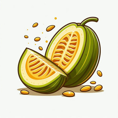 Melon on a white background. Vector illustration of a melon.のイラスト素材
