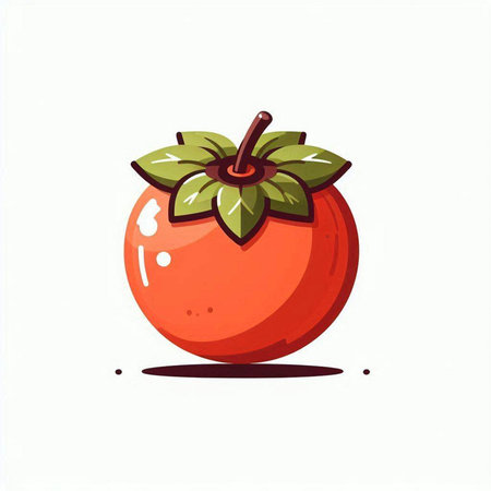 Illustration of ripe persimmon on white background. Vector illustration.のイラスト素材