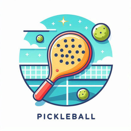 Paddleball flat color icon. Tennis racket and ball. Vector illustrationのイラスト素材