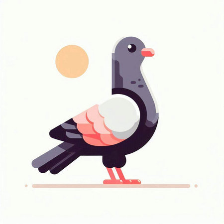 Pigeon on a white background. Vector illustration in flat style.のイラスト素材