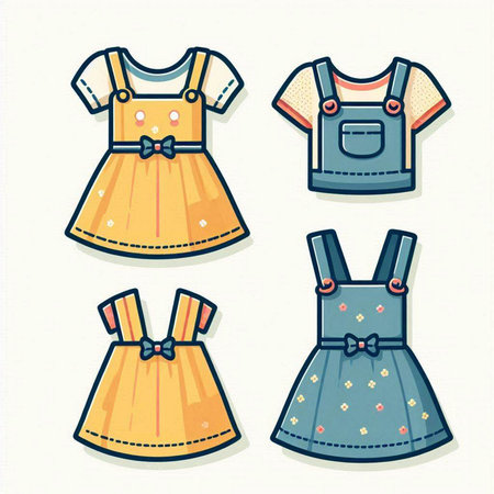 Set of cute baby clothes. Vector illustration in a flat style.のイラスト素材