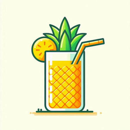 Pineapple smoothie icon in flat style. Vector illustration.のイラスト素材