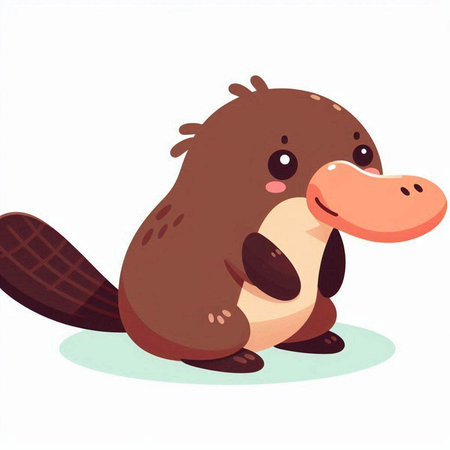 Cute cartoon platypus. Vector illustration isolated on white background.のイラスト素材