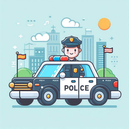 Police car. Flat design style vector illustration concept for web banners and printed materials.のイラスト素材