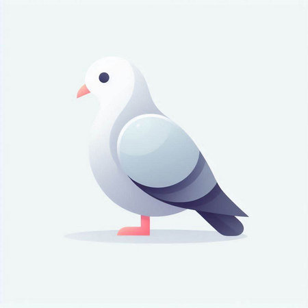 Pigeon on a white background. Vector illustration in flat style.のイラスト素材