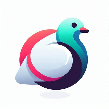 abstract bird with blue and pink colors on a white background.のイラスト素材