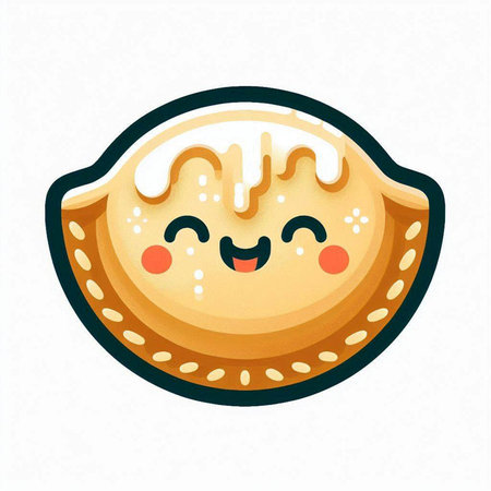 Illustration of a cookie with a smile on a white background.のイラスト素材