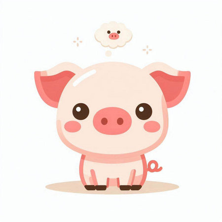 Cute pig cartoon vector illustration on white background. Cute pig icon.のイラスト素材