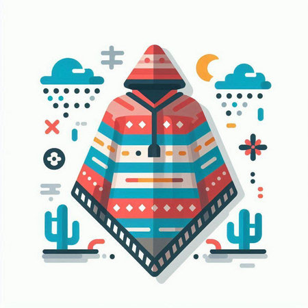 Mexican poncho. Vector illustration in flat design style.のイラスト素材