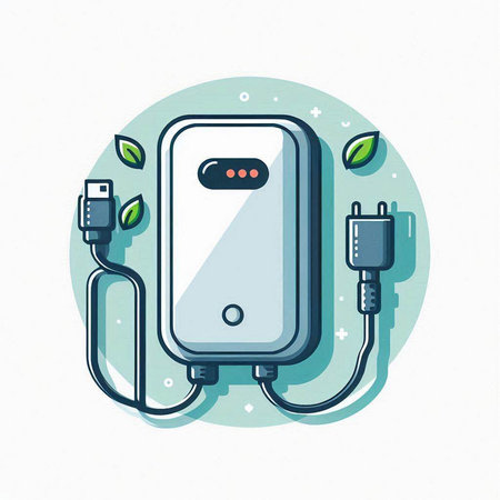 Electric power supply, vector illustration in flat cartoon style. Power supply concept.のイラスト素材