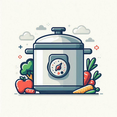 Vector illustration of modern flat design concept of cooking. Line art style icon for web, site, advertising, banner, poster, board and print.のイラスト素材