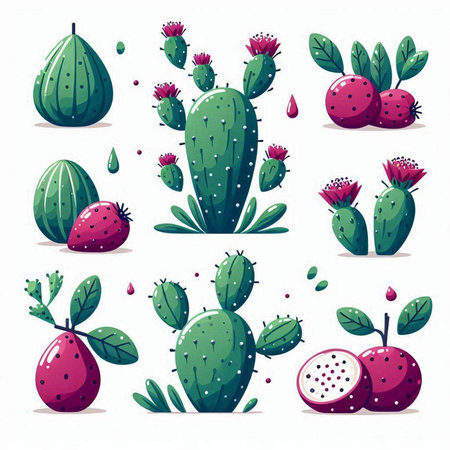 Set of cactuses and succulents. Vector illustration.のイラスト素材