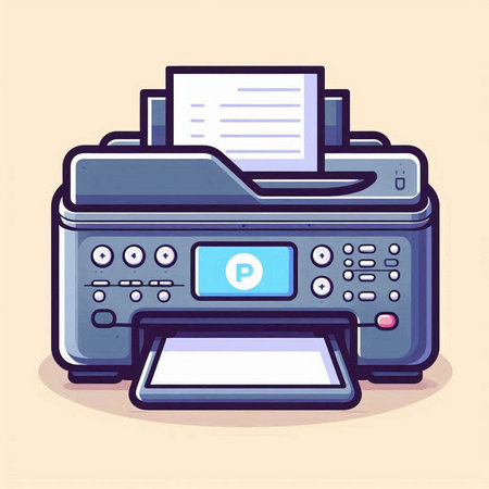 Printer icon. Vector illustration in cartoon style. Isolated on white background.のイラスト素材