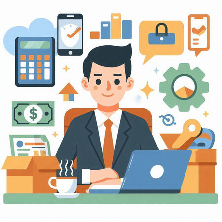 Cupcake with whipped cream and strawberry jam. Vector illustration.のイラスト素材