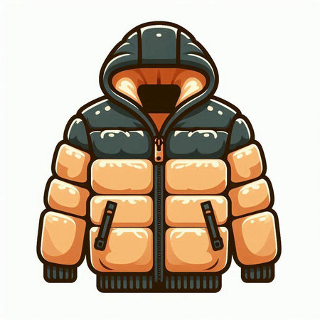 Vector illustration of a warm winter jacket isolated on a white background.のイラスト素材
