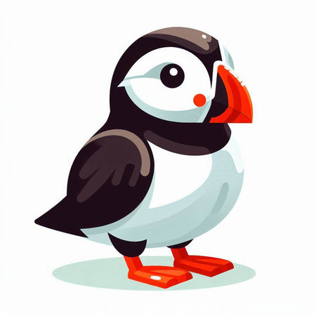 Puffin vector illustration isolated on white background. Cute cartoon penguin.のイラスト素材