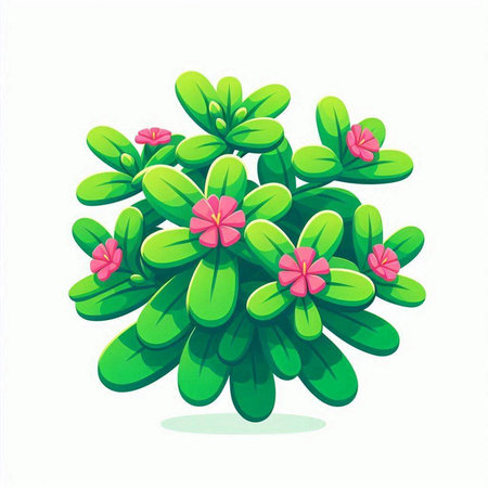 Green succulent plant isolated on white background. Vector cartoon illustration.のイラスト素材