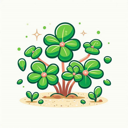 Illustration of a green plant on a white background, vector illustrationのイラスト素材