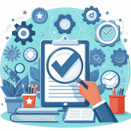 Flat design vector illustration concept of business analysis, planning, brainstorming, project management, financial report, strategy, project management.のイラスト素材