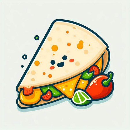 Mexican tacos with tortilla, pepper and lime. Vector illustration.のイラスト素材