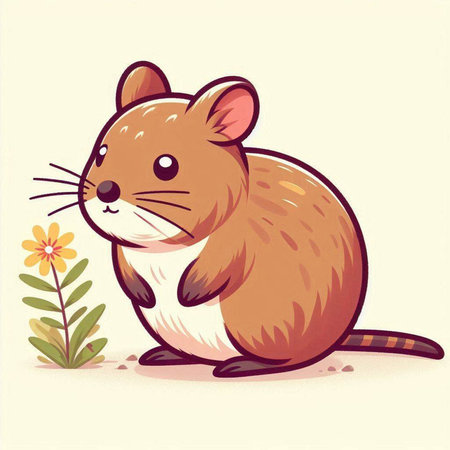 Cute hamster with flower on a white background. Vector illustration.のイラスト素材
