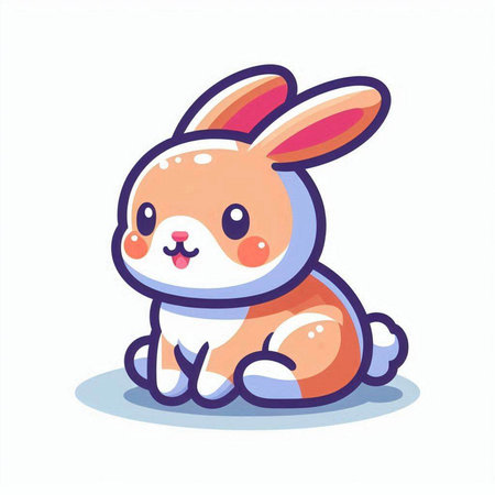 Cute cartoon rabbit. Vector illustration isolated on a white background.のイラスト素材