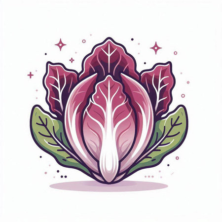 Illustration of a fresh chinese cabbage with leaves and stars.のイラスト素材