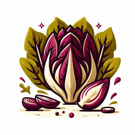 Radicchio vegetable. Vector illustration of a radicchio.のイラスト素材