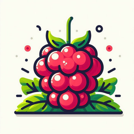 Raspberry vector illustration. Hand drawn berry isolated on white background.のイラスト素材