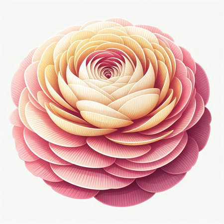 Bouquet of pink and white ranunculus flowers. Vector illustration.のイラスト素材