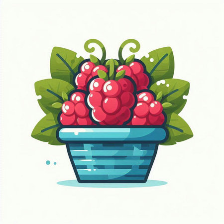 Raspberry vector illustration. Isolated berry on white background.のイラスト素材