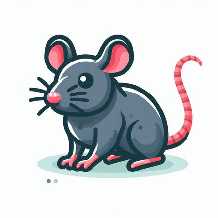 Illustration of cute cartoon mouse on white background. Vector illustration.のイラスト素材