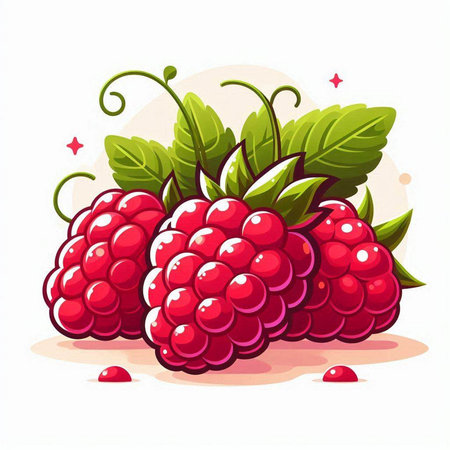 Ripe raspberry isolated on white background. Vector illustration. Eps 10のイラスト素材