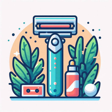 Hair removal equipment. Vector illustration in flat linear style. Hair removal concept.のイラスト素材