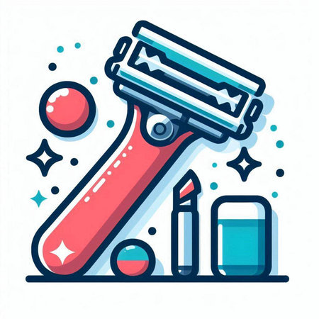 Shaving machine and cosmetics. Vector illustration in thin line style.のイラスト素材