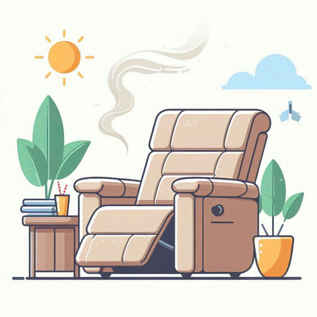 Comfortable armchair in living room. Flat style vector illustration.のイラスト素材
