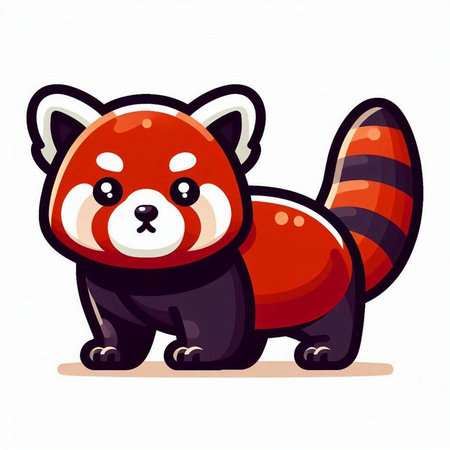 Cute red panda isolated on white background. Vector illustration.のイラスト素材