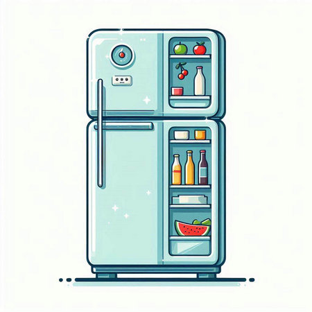 Refrigerator vector illustration on a white background. Vector illustration.のイラスト素材
