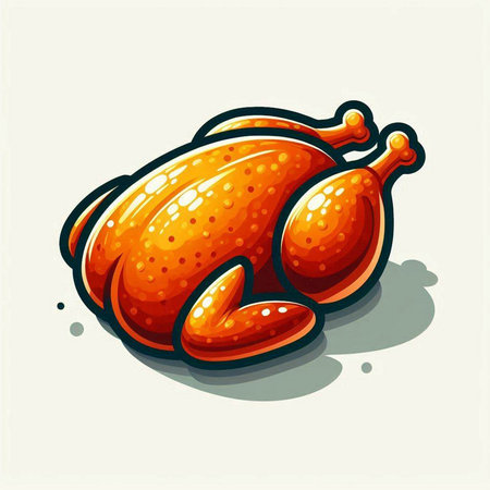 Illustration of roasted turkey on a white background. Vector illustration.のイラスト素材