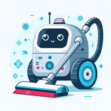 Robot vacuum cleaner. Cute cartoon character. Vector illustration.のイラスト素材