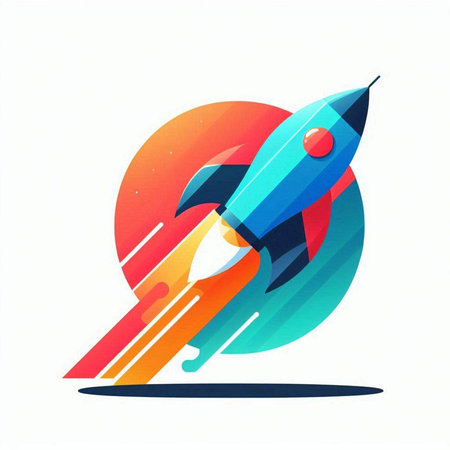 Rocket launch icon. Vector illustration. Colorful rocket start up.のイラスト素材
