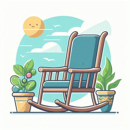 Vector illustration of rocking chair in the flat style. Vector illustration.のイラスト素材