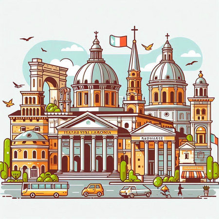 Fashionable dress for little girl in ethnic style. Vector illustration.のイラスト素材